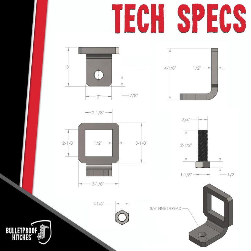 BulletProof Hitches - 2"" Anti Rattle Hitch Clamp - Anti Rattle Hitch Tightener for 2 Inch Hitches - Hitch Stabilizer with Black Textured Powder Coat - Image 2